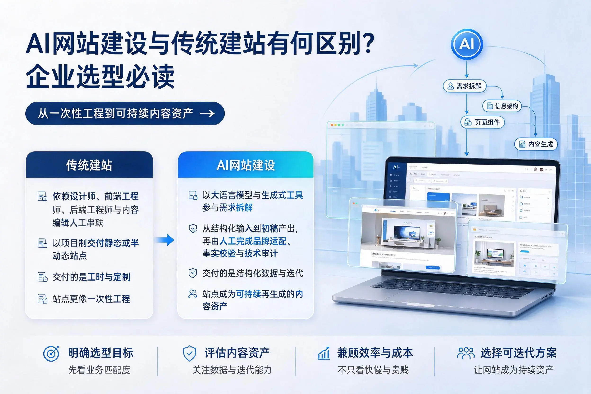 AI网站建设与传统建站有何区别？阿勒泰企业选型必读