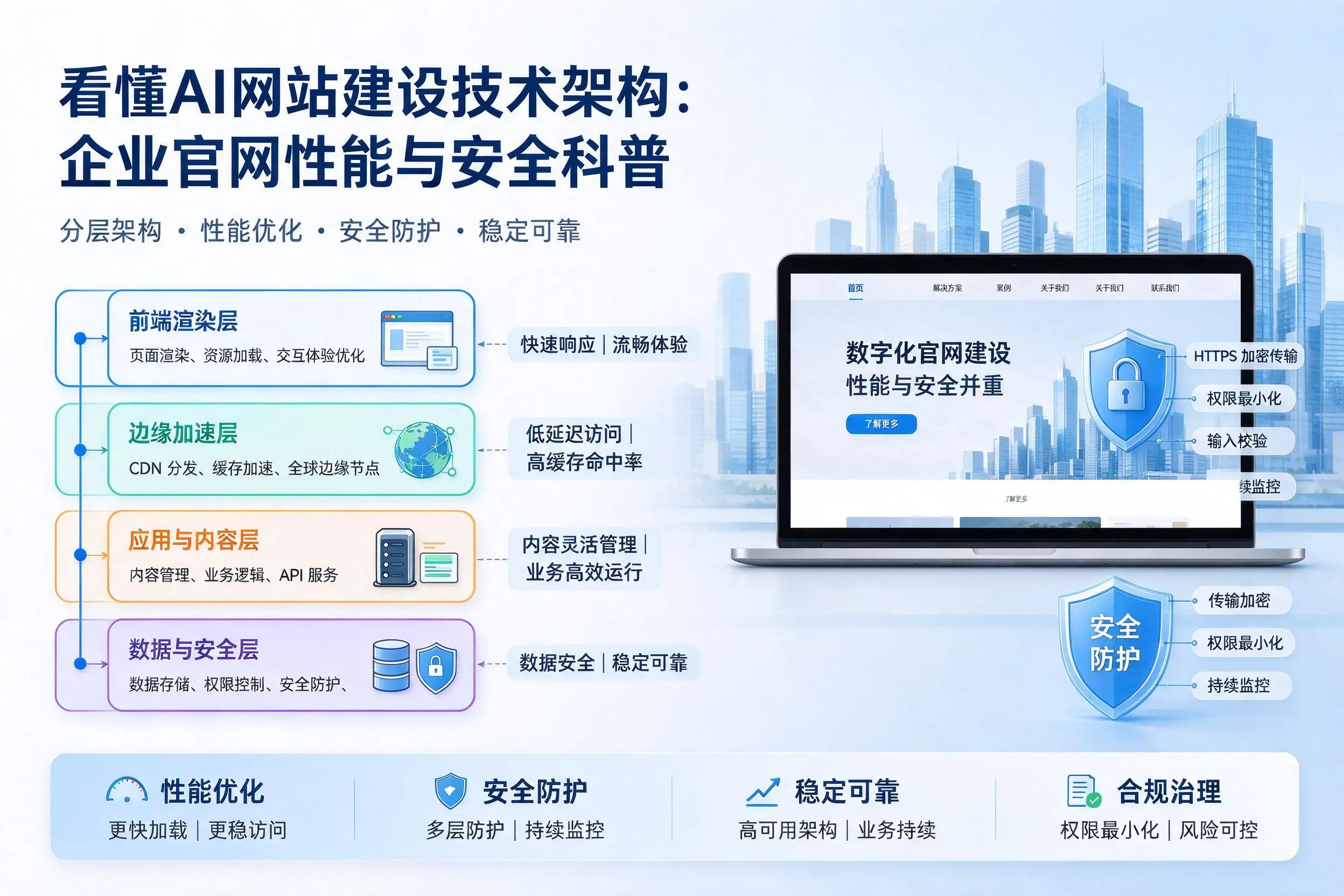 看懂AI网站建设技术架构：阿勒泰企业官网性能与安全科普